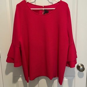 Lane Bryant 3/4 Ruffle Sleeve Plus Size Blouse (Hot Pink)